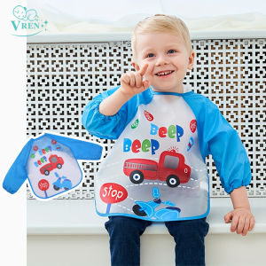 VREN Baby Waterproof Adjustable Childrens Art Smock Kids Painting Aprons Long Sleeve Smock for Eating 1-4 Years