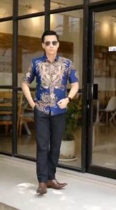Baju Batik Pria Terbaru Rahwana Biru Reguler Premium