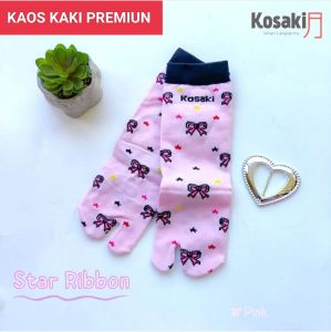 Kaos Kaki Anak Perempuan Kaos Kaki Anak Motif KOSAKID STAR RIBBON Kaos Kaki Jempol Dobel Tumit Dobel Nylon-Pink