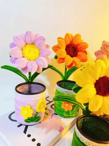 Giỏ đựng bút hoa hướng dương kẽm nhung quà tặng ngày 20/11 bó hoa xoắn quà tặng lễ cưới