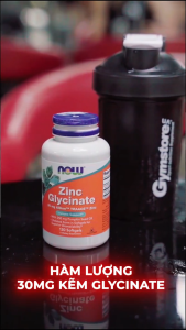 Viên uống kẽm NOW Zinc Glycinate 30 mg Albion TRAACS Zinc (120 viên) nhập khẩu Mỹ - Gymstore