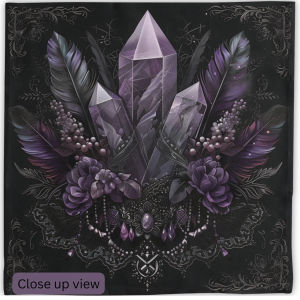 VIKAMA Dark Amethyst Feather Tablecloth Gothic Mysterious Witch Amethyst Energy Tarot Divination Tarot Card Tablecloth