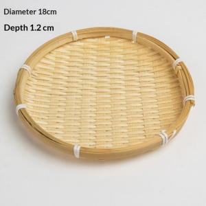 (New) 1Pcs Hand-woven Bamboo Tray Round Wicker Fruit Bread Basket Eco Friendly Storage Tray Kitchen Decorative Serving Tray