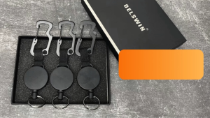 Heavy Retractable Keychain Multitool Carabiner with Steel Cable and Key Ring for Climbing Luggage