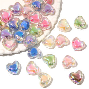 19x21mm 4pcs/bag Acrylic Transparent Colorful Love Beads For DIY Handmate Jewelry Accessories