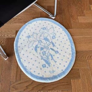 VIKAMA Polka Dot Lily Carpet Girl Bedroom Bedside Carpet Soft Non-Slip Living Room Bathroom Floor Mat Home Decoration