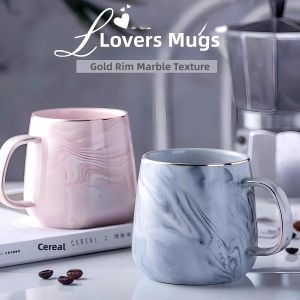 Couple Large Capacity Ceramic Cup Gold Rim