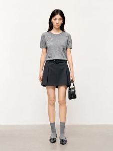 DESIGNICE | Soft Wool Short-Sleeve Round-Neck Sweater