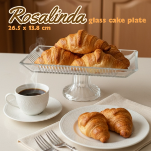 ROSALINDA Glass Cake Plate | Glass Cake Plate | Piring Saji Kue Kaca