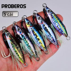 PROBEROS 5 Chiếc Bộ Mồi Câu Kim Loại Chìm Nhanh 7/10/14/18/30g Dùng Cho Câu Cá Nước Ngọt & Nước Mặn Ngoài Trời