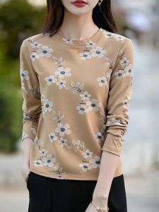 Áo Sơ Mi Cotton Dài Tay Mùa Xuân Cho Nữ Áo Lót Thiết Kế Mới 2025 Áo Chui Đầu Cổ Tròn Dáng Rộng Thường Ngày