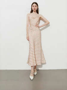 D-PLAY | New Resort Long Satin Dress White