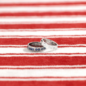 Blue Morse Code Smile Couple Ring