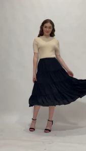 MINEOLA Rok Katun Midi Premium Bahan Impor - Hitam (All Size)