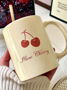 Original Cherry Design Ceramic Mugs Ins Style Water Coffee Drinking Cups Unique Gift Home Use Breakage Proof Foam Box Packaging