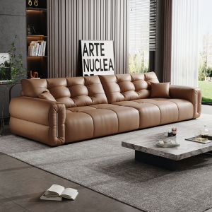 High-Back French Cream Style Plush Fabric Sofa