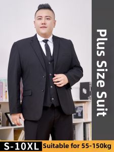 Onneksi | Big Size Mens Suits Black Business Casual Suit Set
