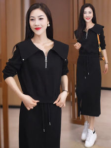 Fashionable Casual Set Dress Women 2025: Age-Defying Sweatshirt & Half-Skirt Two-Piece Set