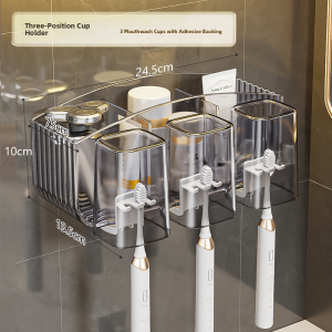 Elegant Toothbrush Holder Wall Mounted No Drilling Required Brushing Cup Organizer for Electric Toothbrushes Luxury Style