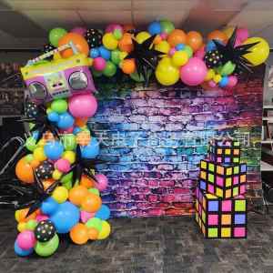 Retro Balloon Chain Set Disco 4D Radio Balloon Wedding Bachelor Party Decoration Arch Festive Celebration Supplies Accessories