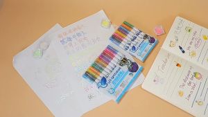 Double Line Marker Pen Dual Line Art Drawing Pen Kids Graffiti Outline Metalic Painter