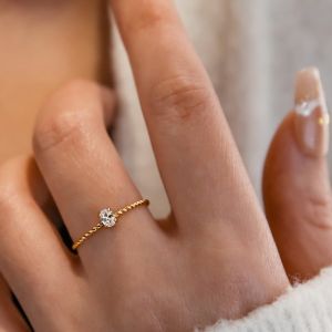 Non-fading 18k Gold Plated Oval Zircon Twisted Ring