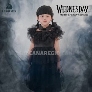 Adams Family Wednesday Dress Kostum Anak Tila Hitam Cosplay Prom Addams Dress Hitam by Canaregio Kids