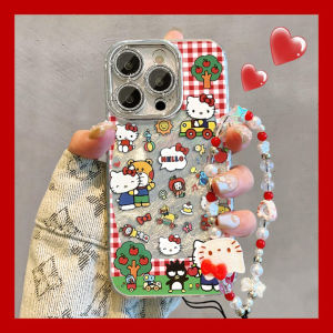 Creative Full Cover  Phone Case with Lens Film Anti-Fall Checkered KT Cat Design Silicone Protective Cover for 17Promax 16Pro And More