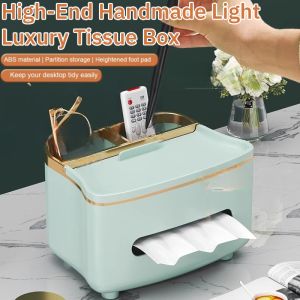 High-End Handmade Light Luxury Tissue Box Large Capacity Pure Color Organizer纸巾收纳盒