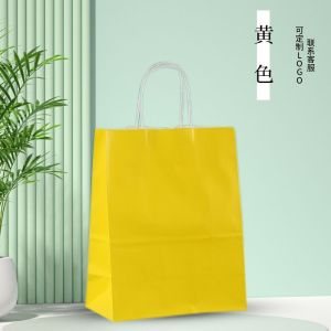 10 Pack Kraft Paper Bag Tote Bag High-Grade Paper Bag Disposable Milk Tea Take out Take Away Shopping Gift Packaging