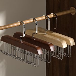 Uliekhy 8 Hooks Anti Slip Multi Hook Coat Rack Multifunctional Clothes Hanger Wood Underwear Scarf Sling Tie Storage Hook