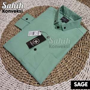 kemeja polos pria warna army lengan pendek jumbo bigsize M-XXXL