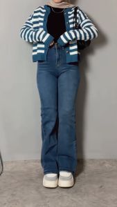 Celana Jeans Wanita Cutbray Highwaist Street Wear