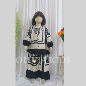 One set Rayon Viscose anak perempuan terbaru 2025 usia 3 - 12 tahun set import anak perempuan Set anak perempuan korean style  - COD