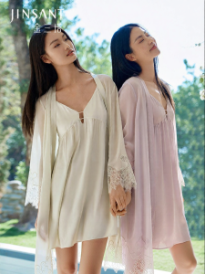 JINSANTA | 100% Mulberry Silk Lace Robe