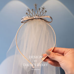 Princess Style Girls Crown Hairband Birthday Party Accessories Non-Tightening 3D Butterfly Knot Headwear Childrens Hairpin