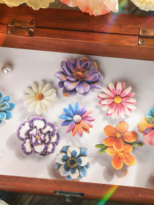 Retro Cultural Creativity Plush Flowers Adhesive Stickers for Scrapbooks