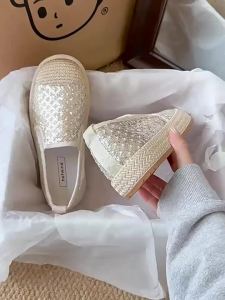 Hotwind | Summer Breathable Fisherman Shoes Lace Hollow Glitter Increased Heel Height
