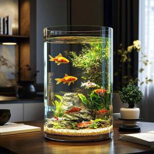 SHANSHENGWEI | Shatterproof Clear Round Acrylic Desktop Small Aquarium