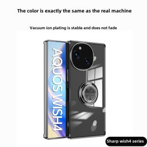 Sharp Aquos Wish5 4 Multi-Function Soft Shell Transparent Car Mount Magnetic Absorption Rotatable Support Ring Stand Anti-Fingerprint