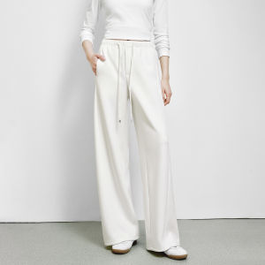 PEACEBIRD | Soft Cloudy Straight Leg Trousers White