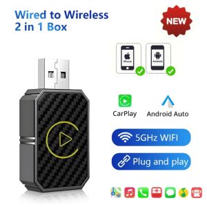 kebidumei | 2 in 1 NEW Wireless CarPlay Android Auto Adapter USB Dongle Smart Mini Box Bluetooth Wifi Plug And Play for OEM Car Stereo