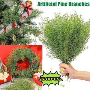 5-10ชิ้น กิ่งสนประดิษฐ์ สีเขียว 35ซม ต้นสนเทียม พลาสติก คริสมาสต์ บ้าน ตกแต่ง มือปะตก