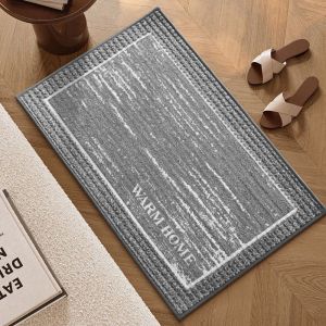 VIKAMA Modern Geometric Border Doormat Non‑Slip Textured Floor Rug for Entryway Hallway Indoor Home Decor