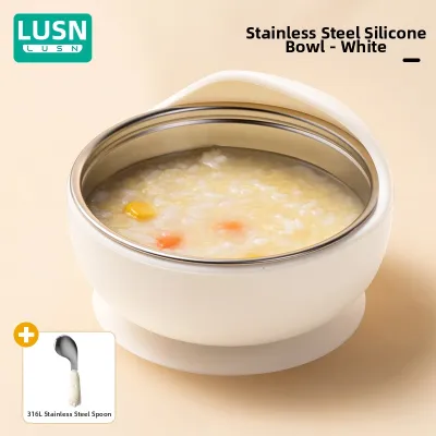 LUSN | Silicone Stainless Steel 316L Suction Bowl Childrens Mealtime Utensils Supplementary Food Bowl for Infants