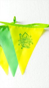 Bendera Idul Fitri Maulid Nabi Muhammad Gantung Segitiga Flag Warna Warni Hijau Tinggal Pasang
