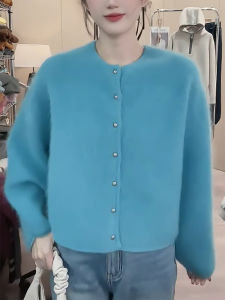 QINGNAER | Versatile Spring Knit Cardigan Blue