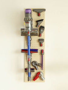 Wooden Wall Mounted Dustpan And Brush Holder for Dyson Vacuum Cleaner Hole Board Storage Rack Household Cleaning Tool Organizer