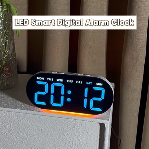 HXR Ambient Light LED Alarm Clock Digital Clock Fro Office Bedroom Desktop Minimalist Clock Temperature & Date Display