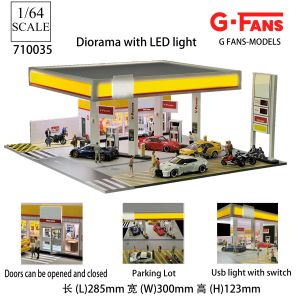GFans 1:64 Scale Car Garage Miniatures Models Sets Car Parking Lot Diecast Scene Display Vehicle Scene Toy Background Collection